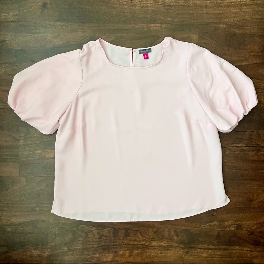 Vince Camuto Pink Crewneck Puff-Sleeve Blouse Women’s Size 1X